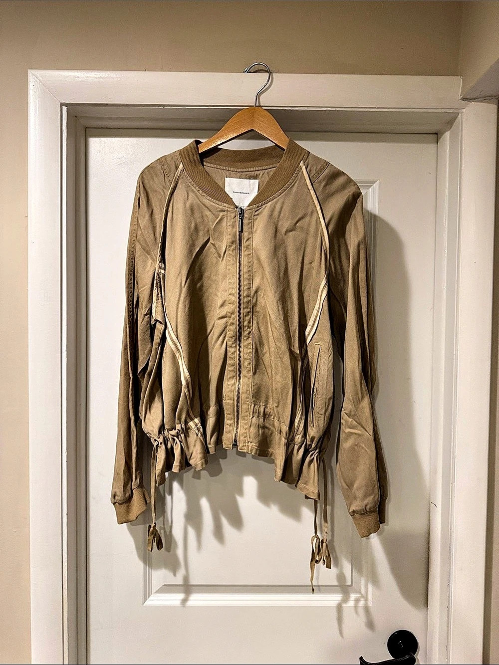 Anthropologie Drawstring Bomber Jacket in Brown Size L NWT